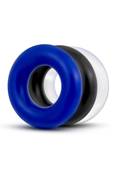 Набор эрекционных колец Blush STAY HARD Donut черрное, белое, синее sexstyle | Зображення 3