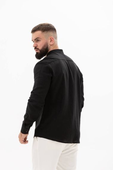 Сорочка чоловіча з льону 31341 XXL чорна | Зображення 8