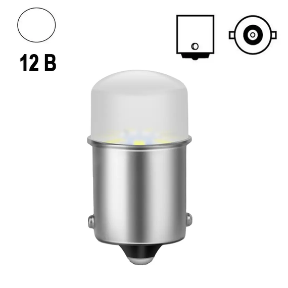 Автолампа світлодіодна P21W/1156, цоколь BA15s, 3014 х 9 smd, біла, лінза 12 В | Зображення 1