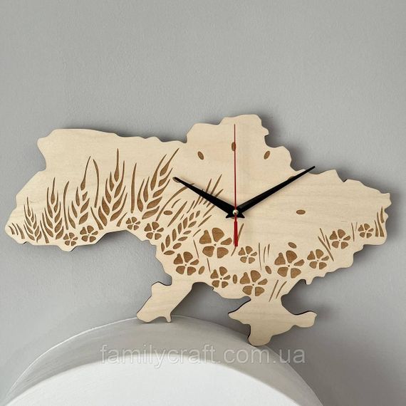 Настенные часы Карта Украины из фанеры Патриотические деревянные часы | Зображення 5