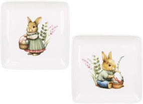 Набір 6 тарілок порцелянових "Floral Green. Великодній Кролик" 15х15см