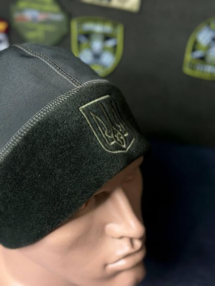 Шапка + Докерка 2в1 + Вишивка: герб олива | Зображення 5
