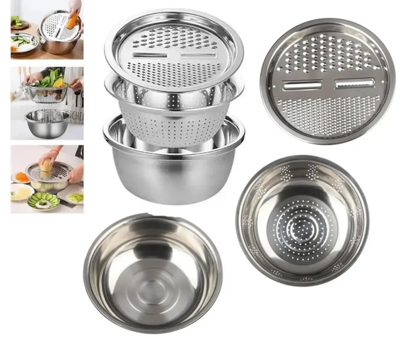 Багатофункціональний кухонний набір з нержавіючої сталі 3 в 1 Metal Basket Cutter | Зображення 2