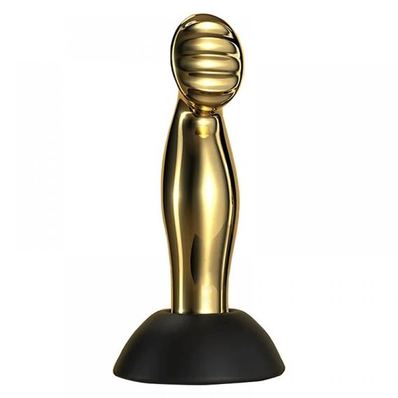 Массажер простаты металлический золото с вибрацией Lockink Sex Aura | Зображення 1