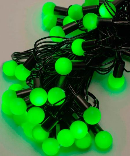 Новогодняя гирлянда Шарики 40 LED 18мм 7м  переходник зеленый