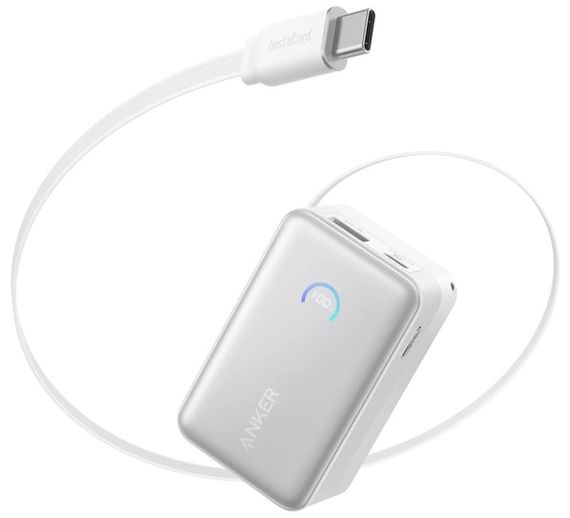 Портативний зарядний пристрій Anker Nano - 10000 mAh 45W Built-In USB-C Cable White