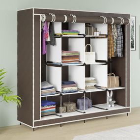 Складна тканинна шафа для одягу 170*45*170см Storage Rack, тканинна шафа для QL-102 речей Коричнева