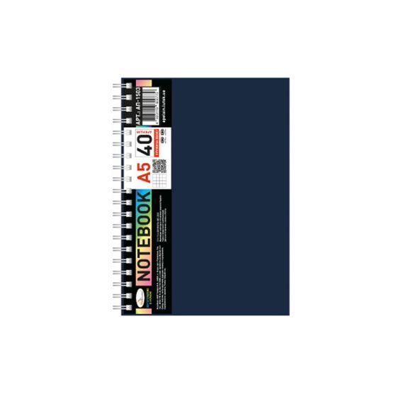 Блокнот А5 АП-1503(Black) 40 листов, пружина сбоку