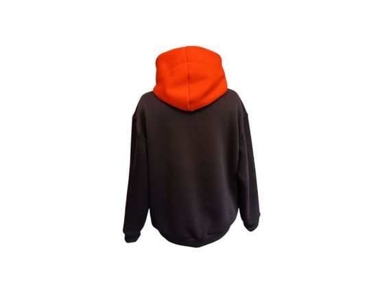 Худі жіночий чорно помаранчевий теплий зимовий толстовка з капюшоном футер тринитка з начосом 52 | Зображення 4