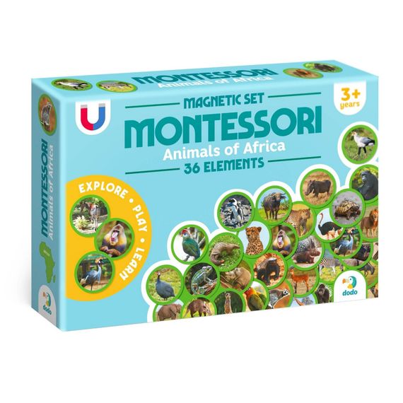 Детский магнитный набор Монтессори "Животные на континентах: Африка" 200284, 36 элементов