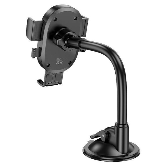 Автоутримувач HOCO H20, кріплення на скло, затискач 55-85мм, Black, Box | Зображення 4