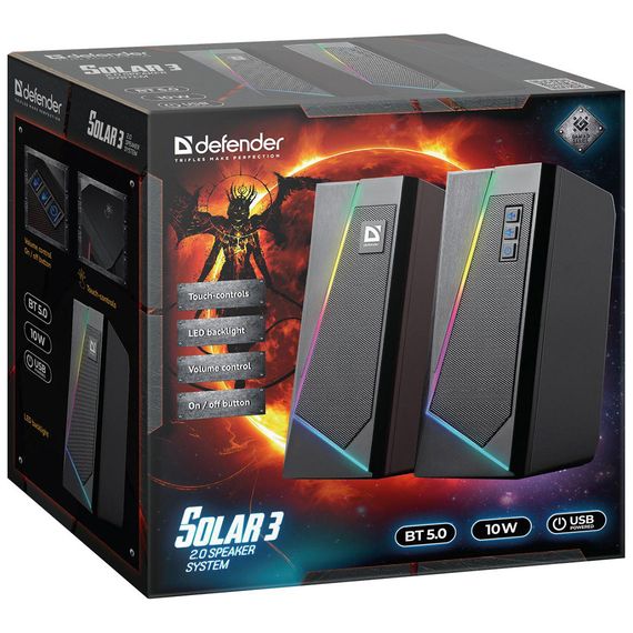 Акустика Defender 2.0 Solar 3 10 W, BT/Light, USB (65103) | Зображення 2
