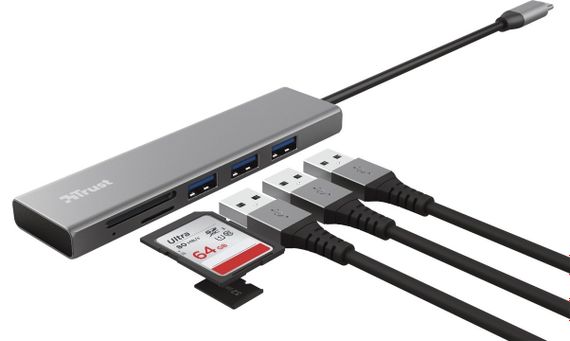 USB-хаб Trust HALYX FAST 3USB+CARD READER USB-C ALUMINIUM (24191_TRUST) | Зображення 3