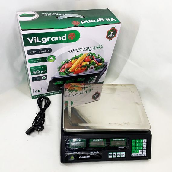 Ваги торговельні ViLgrand VES-6V-40 40 кг з калькулятором та акумулятором | Зображення 6