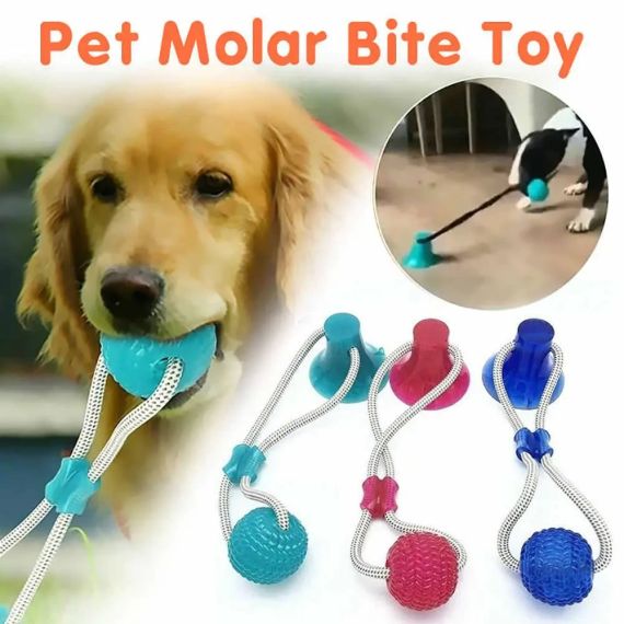 Интерактивная игрушка для собак и кошек канат на присоске с мячом Pet molar toys Интерактивная игрушка для | Зображення 5