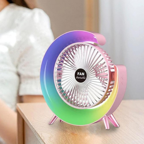 Вентилятор настільний із підсвіткою Хіт 2025 року XL-1292, портативний настільний акумуляторний вентилятор 235×235×50 мм | Зображення 2