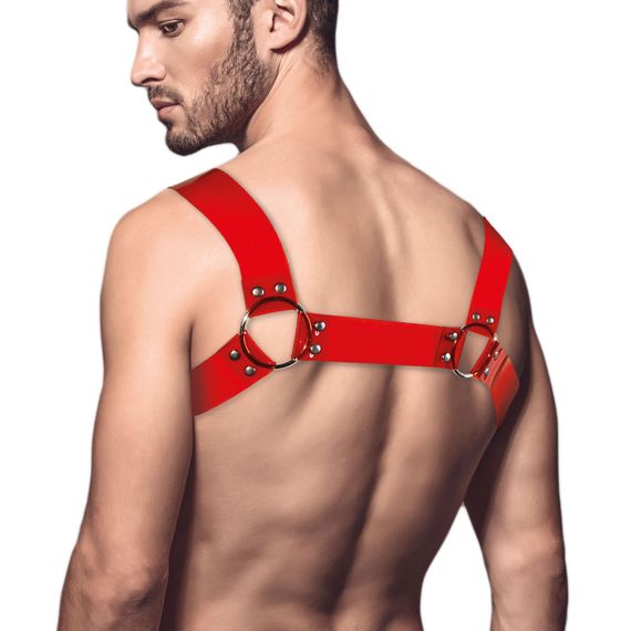 Чоловіча портупея на груди Feral Feelings - Bulldog Harness Red Trasparent | Зображення 1