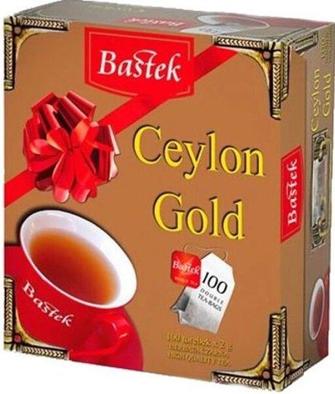 Черный цейлонский чай в пакетиках 100 пакетов Bastek Ceylon Gold,  Польша