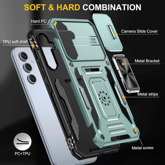 Ударопрочный чехол Camshield Army Ring для Samsung Galaxy A54 5G Зеленый / Light Green | Зображення 4