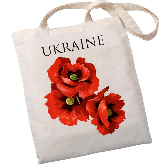 Экошопер на замке Букопт BK4053 Ukraine (Красные маки) бежевый | Зображення 1