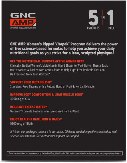Мультивитаминная смесь для женщин Gnc AMP Women's Ripped 30packs | Зображення 2