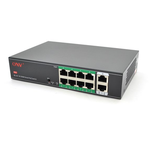 8ми портовий PoE комутатор з автоперезапуском ONV-H1108PSD, 8хРоЕ 100 Мбіт + 2хUplink 100 Мбіт до 250м, IEEE802.3af/at, загальна | Зображення 1