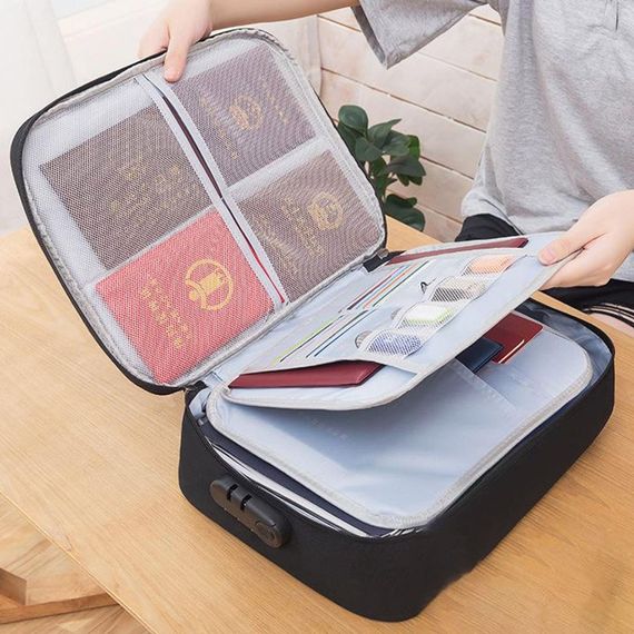 Дорожня сумка органайзер з кодовим замком (37х10,5х27см), Home Cleaning, Чорна / Сумка для зберігання документів | Зображення 2