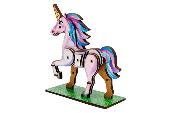 Конструктор 3D Puz-00970, дерев'яний"Turbo Unicorn" PuzzleOk | Зображення 1