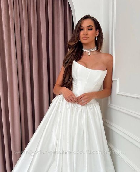 Атласна весільна сукня, розмір 48-50 | Зображення 2