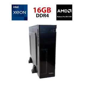 Робоча станція Vinga CS302B SFF / Intel Xeon E5-2630 v3 (8 (16) ядер по 2,4 - 3,2 ГГц) / 16 ГБ DDR4 / 256 ГБ SSD / AMD Radeon Pro WX 4100, 4 ГБ GDDR5, 128-біт / Unlock TB б/в