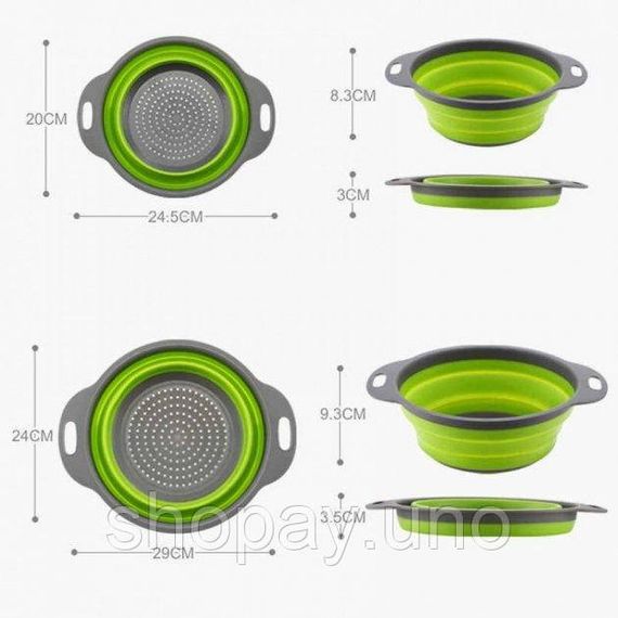Друшляк силіконовий складаний великий + маленький Collapsible filter baskets | Зображення 5