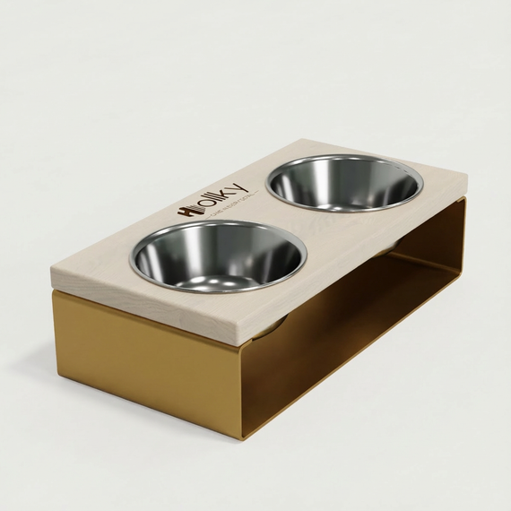 Миски на подставке из цельного металлического листа для собак и котов Hollky SteelWood S (2 × 0,45 л) SWS-36188-GLWH | Зображення 16