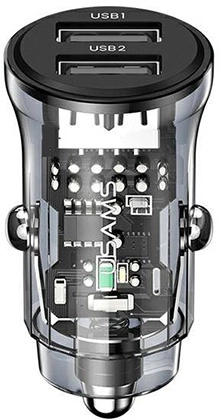 Автомобільний зарядний пристрій Usams US-CC162 C31 2xUSB Black