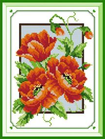 Набор для вышивания по нанесённой на канву схеме "Poppy 2".AIDA 14CT printed , 19*28 см