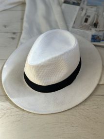 Солом'яний капелюх Федора  Білий One size 56-58р (845-0)