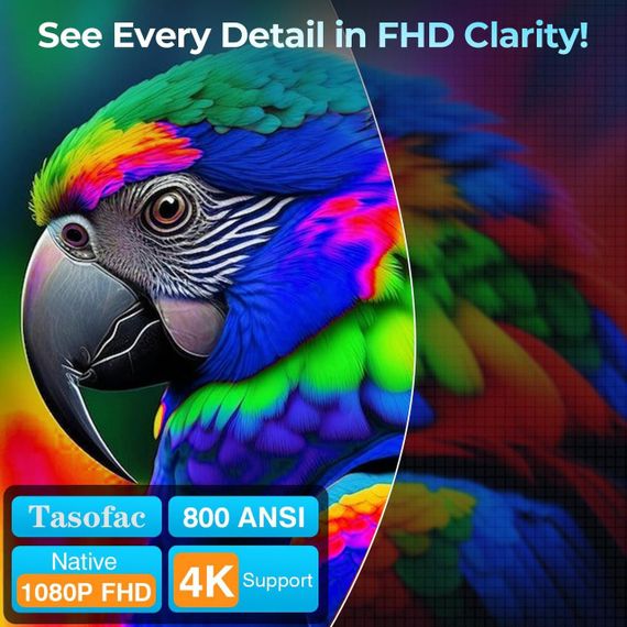 Проєктор 4K з автофокусом та корекцією трапецієподібних викривлень, Wi-Fi та Bluetooth, 1080P 800ANSI | Зображення 1