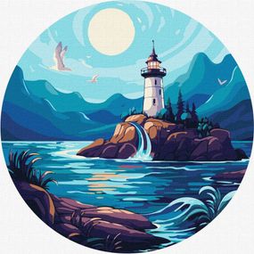 Картина по номерам"Яркий маяк" KHO-R1155 d26 см