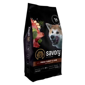Корм сухий Savory Large Breeds rich in Fresh Turkey and Lamb для дорослих собак великих порід від 25 кг зі свіжим ягням та і