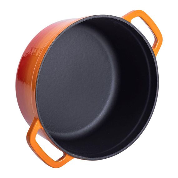 Каструля чавунна емальована 3 л з кришкою Ø24 см Помаранчева HP-1-3O | Зображення 3