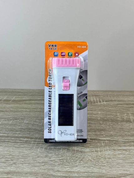 Ліхтар акумуляторний світлодіодний YG-404 із зарядкою від сонячної батареї та мережі 145*30 мм Розовий | Зображення 4
