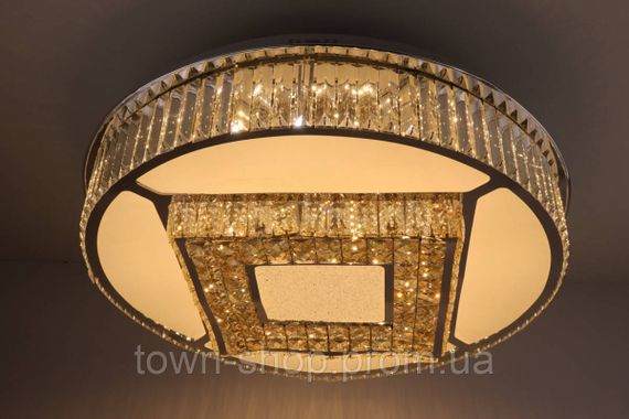Люстра потолочная хрустальная LED с пультом C3132/800 Хром 19х72х72 см. | Зображення 1