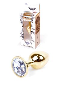 Анальна пробка B - Series HeavyFun Jawellery Gold Plug, прозора
