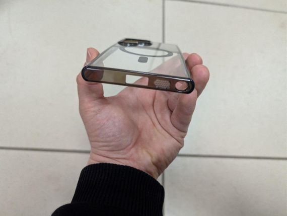 Чехол для Samsung Galaxy S22 Ultra / Самсунг Гелакси С22 Ультра, прозрачный, с MagSafe, черный | Зображення 5