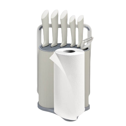 Набір ножів 8 предметів:(6шт + обробна дошка + підставка з тримачем паперових рушників) сірий MR-1413-GREY Maestro | Зображення 6