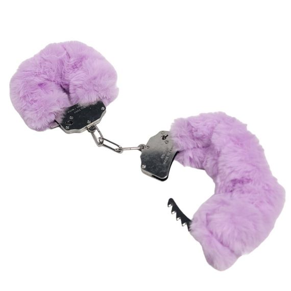 Наручники металл с мехом Plush handcuffs, фиолетовые sexstyle | Зображення 2