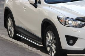 Боковые пороги KB001 (нерж) 51 мм для Mazda CX-3 2015-2024 гг