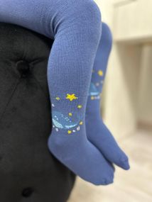Колготи Twinsocks на хлопчика з малюнком Темно-синій + джинс, 86-92 / 1,5-2 роки