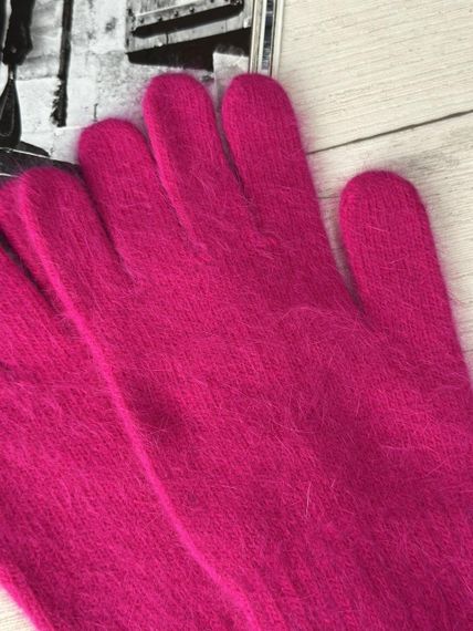 Ангорові довгі теплі рукавички Малиновий (3520) | Зображення 1