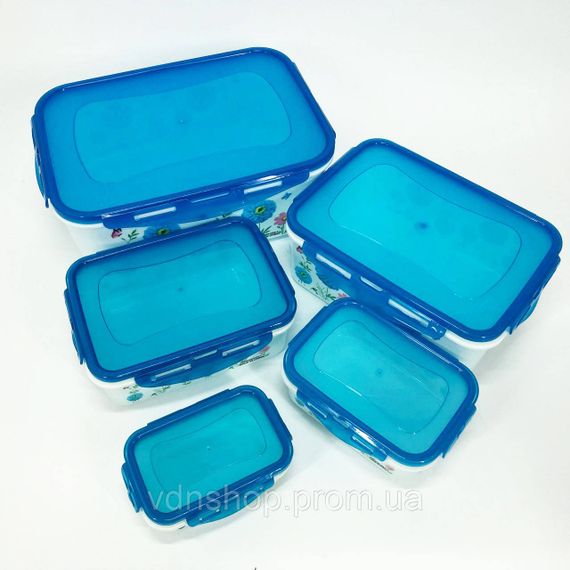 Набір контейнерів UNIQUE UN-1514 5шт. Колір: блакитний EC-90 | Зображення 1