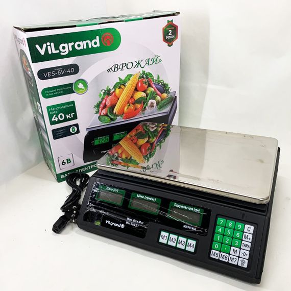 Ваги торговельні ViLgrand VES-6V-40 40 кг з калькулятором та акумулятором | Зображення 4